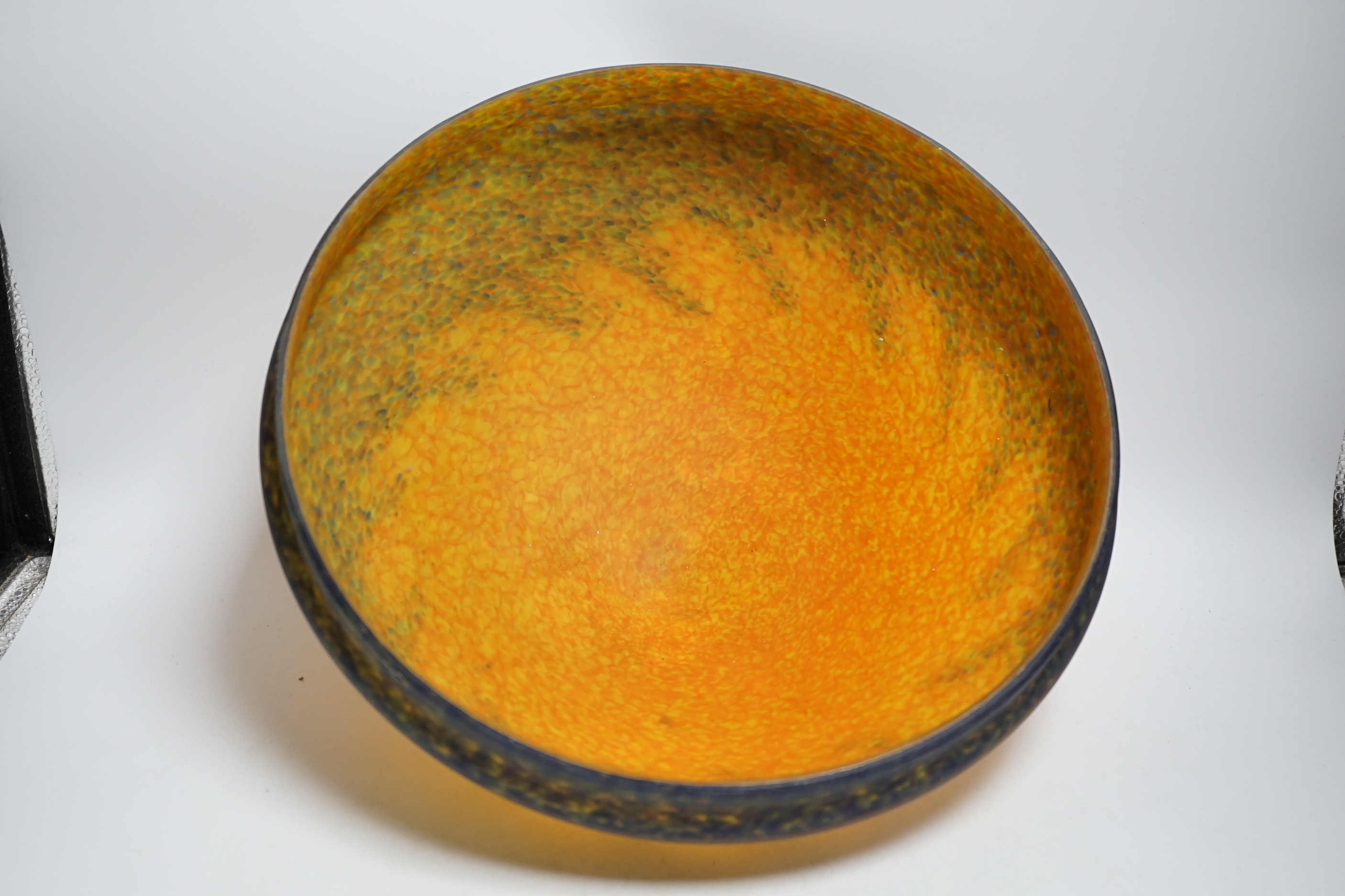 An Art Deco, Art de France, coloured glass lamp shade, 39cm in diameter